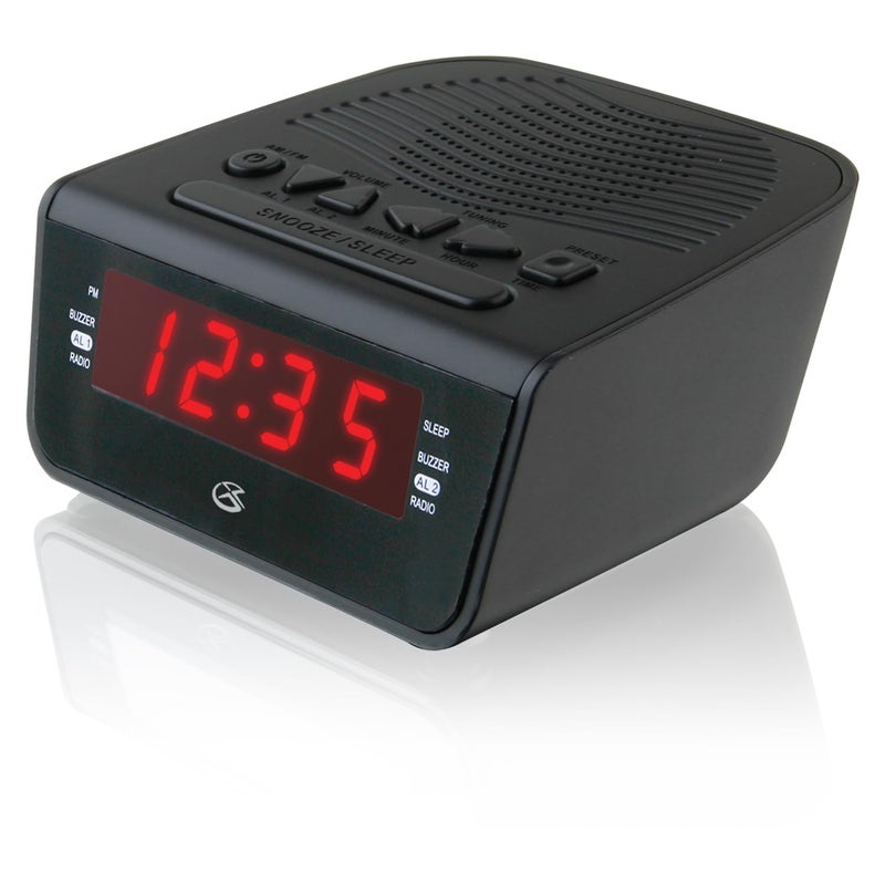 GPX C224B Dual Alarm Clock AM/FM Radio with Red LED Display (Black) - Image 3